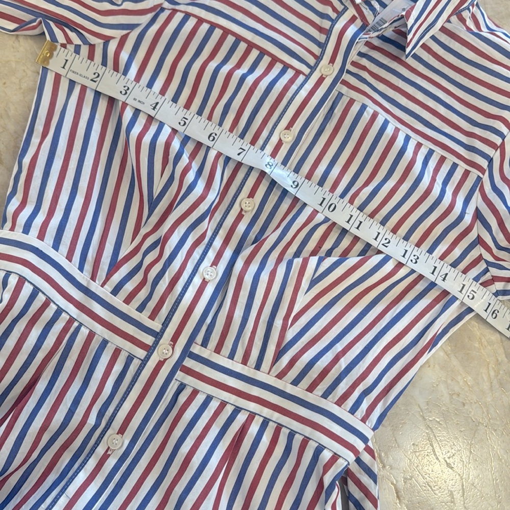J. Crew NWT Shirt Dress Red White Blue Cotton Stripe Dress 0 - Picture 4 of 8